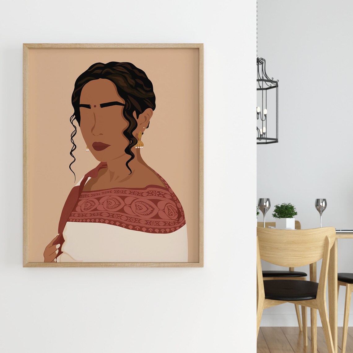 Desi Art Indian Woman Illustration, South Asian Decor - Image 4