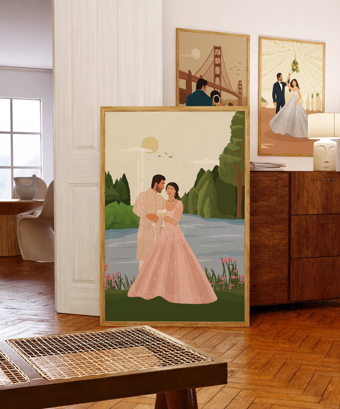 Indian Couple Toasting Art Print, South Asian Portrait - Image 3