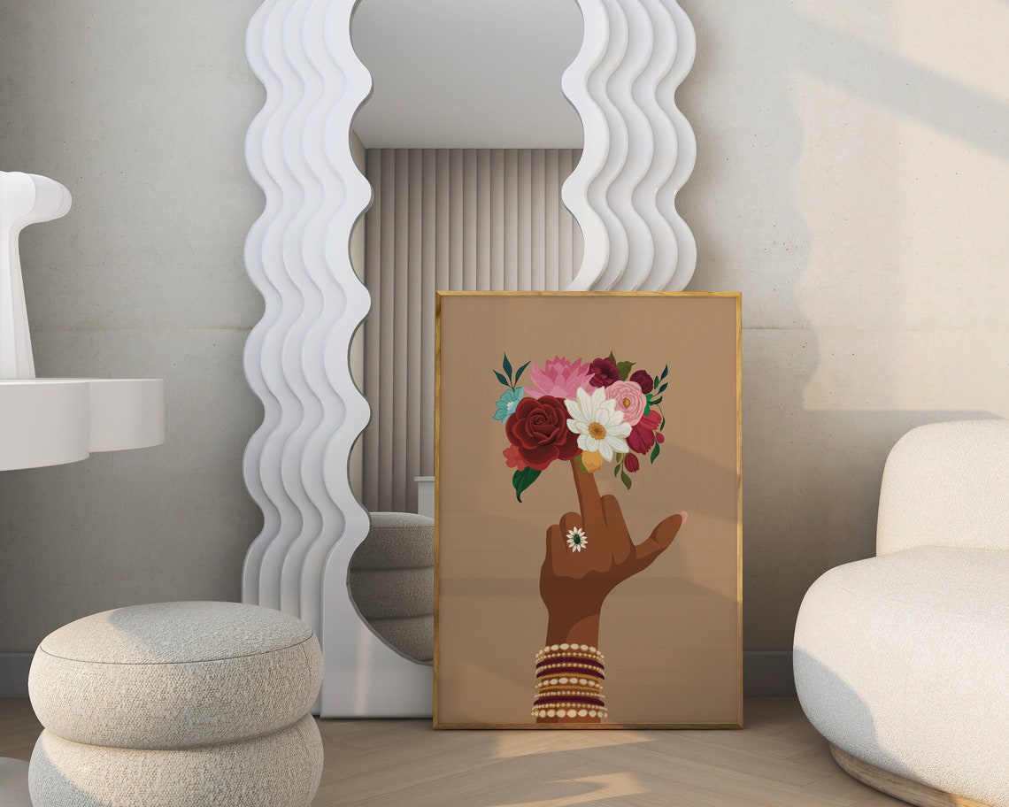 Indian Wall Art Badass Indian Art Middle Finger Art Desi Art South Asian Indian Woman Art Brown Girl Art South Indian Art Tamil Girl - Image 4