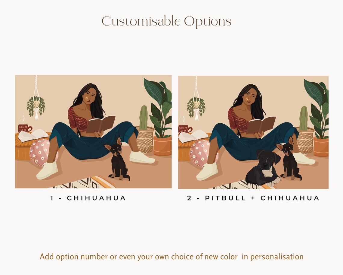 Indian Girl With Dogs Art Print, Desi Woman - Image 2