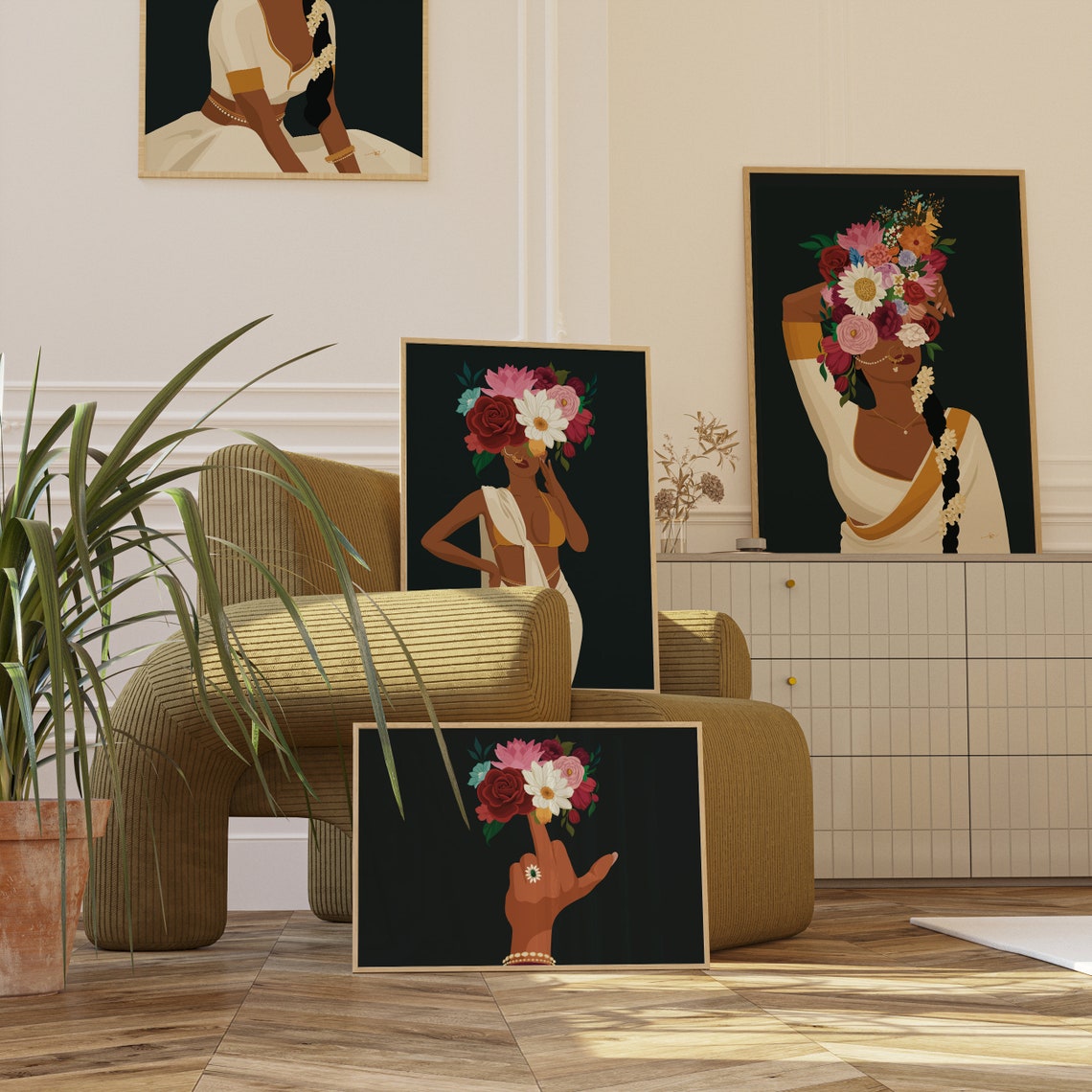 Indian Wall Art Badass Indian Art Middle Finger Art Desi Art South Asian Indian Woman Art Brown Girl Art South Indian Art Tamil Girl - Image 3