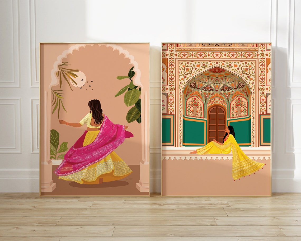 Amber Fort Print Amer Fort Indian Art Desi Art South Asian Art Brown Girl Art Indian Woman Wall Art Jaipur Poster Rajasthan Prints - Image 3