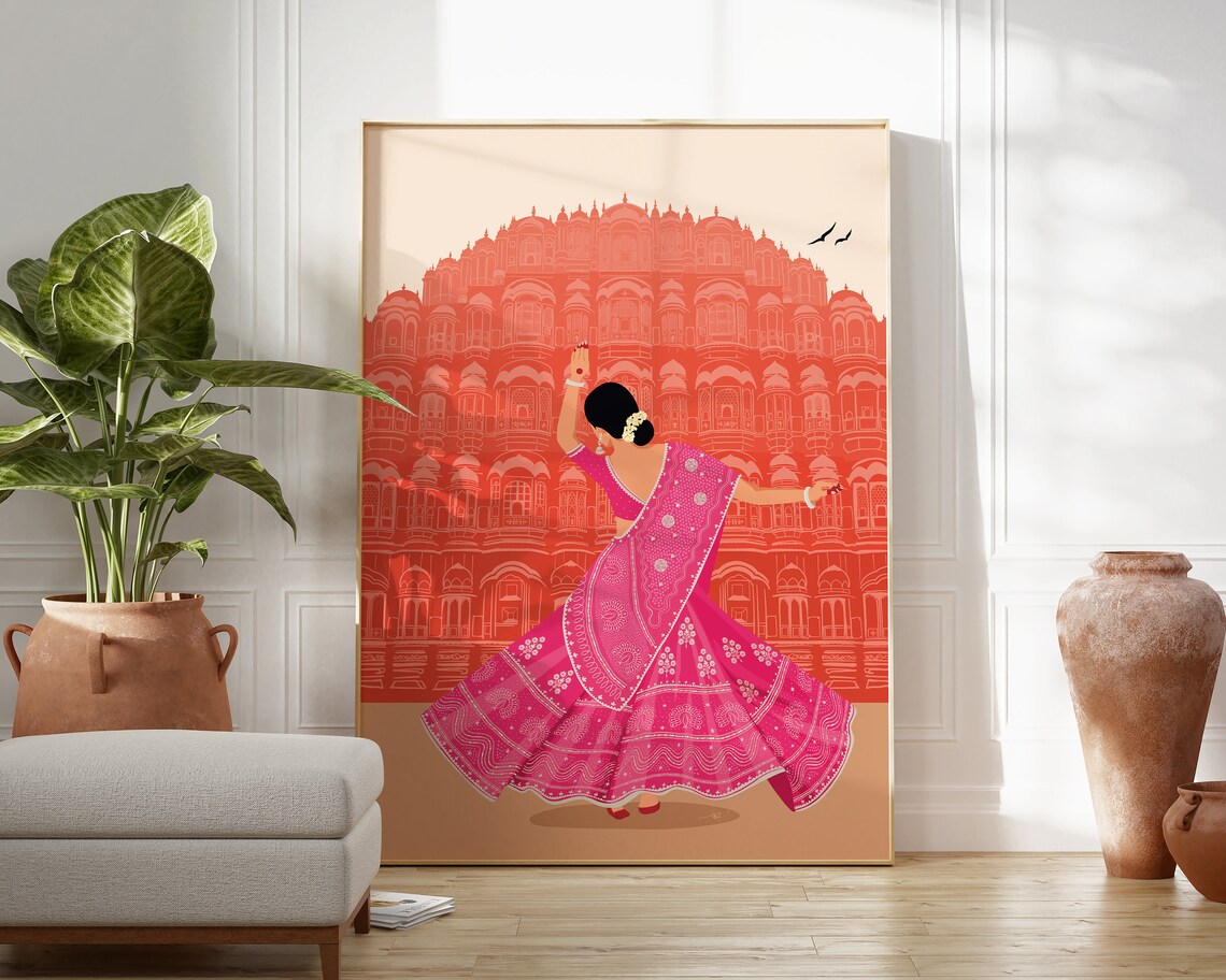 Hawa Mahal Jaipur Travel Poster, Rajasthan Art Print - Image 3
