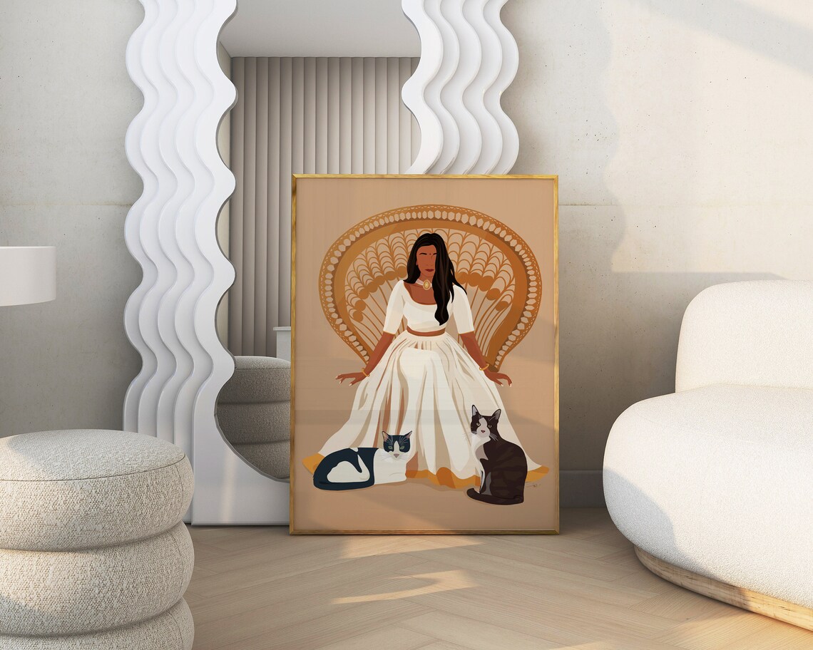 Cat Lady Print, Desi South Asian Art - Image 2