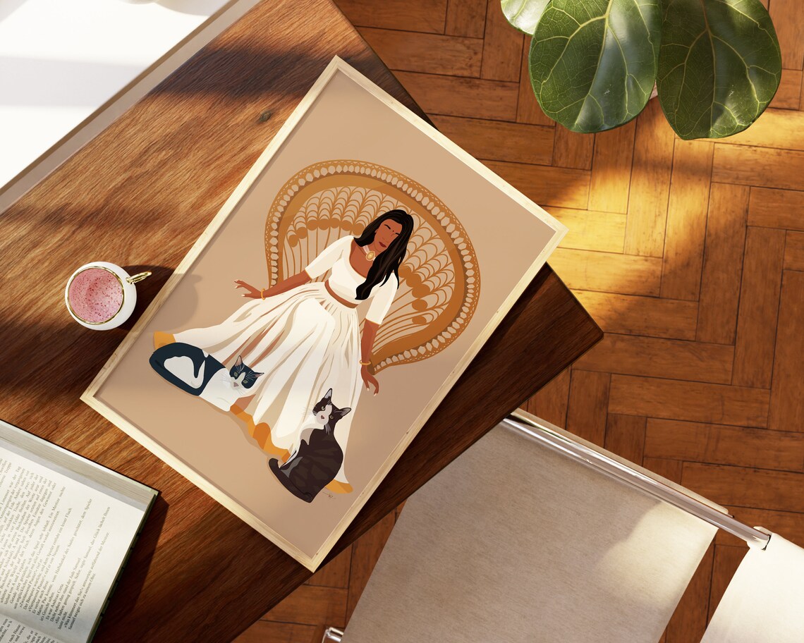 Cat Lady Print, Desi South Asian Art - Image 3