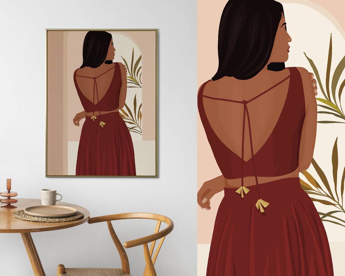 Desi Art Indian Woman Illustration, Boho Art Print - Image 2