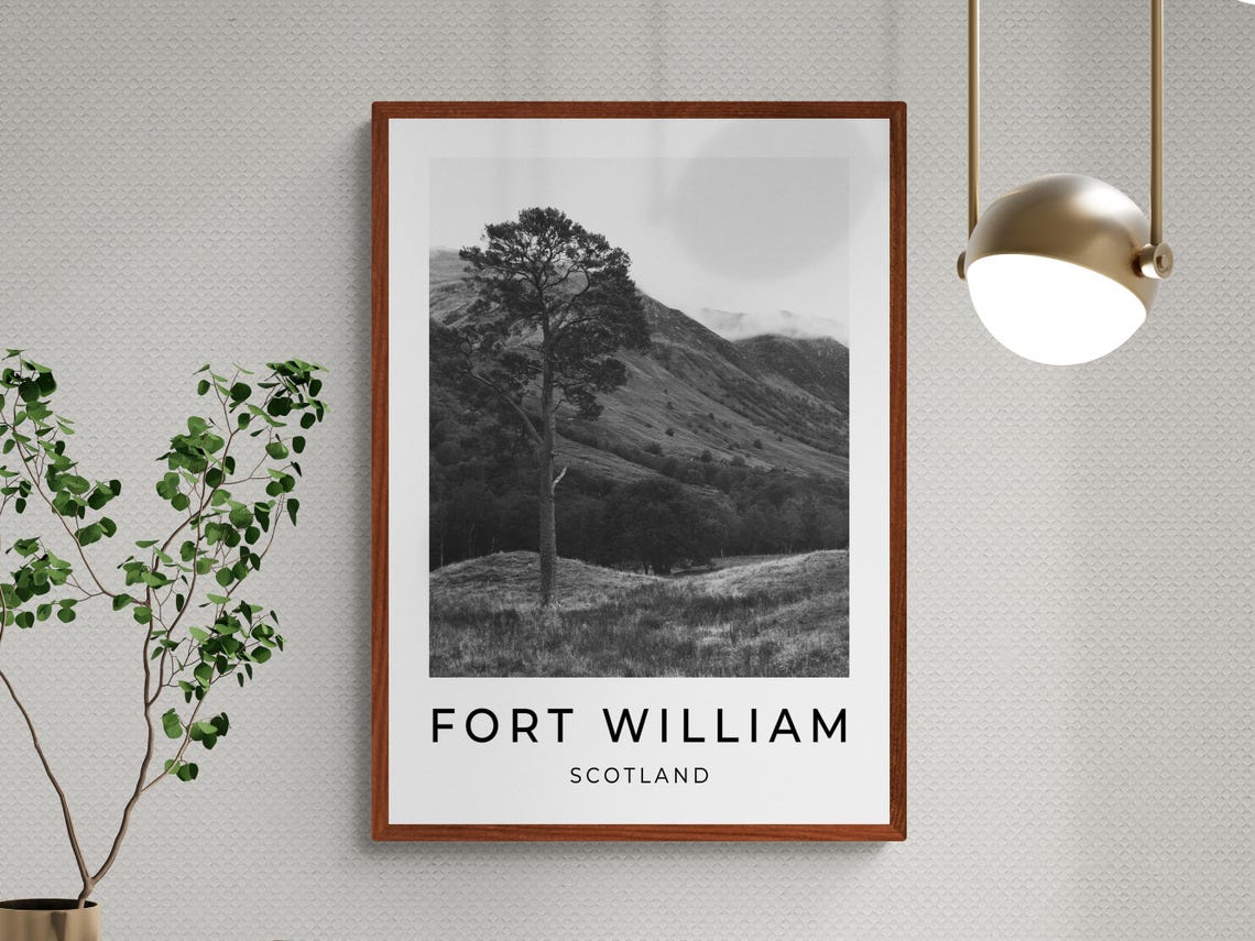 Fort William Scotland Lone Pine Highland Glen Misty Mountain Poster - Image 3