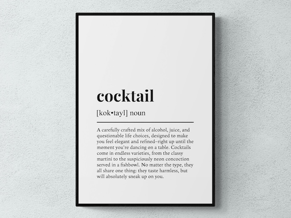 Cocktail Funny Definition Humorous Dictionary Style Bar Cart Poster