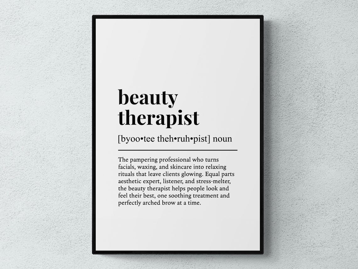 Beauty Therapist Funny Definition Job Work Gift Wall Art Print