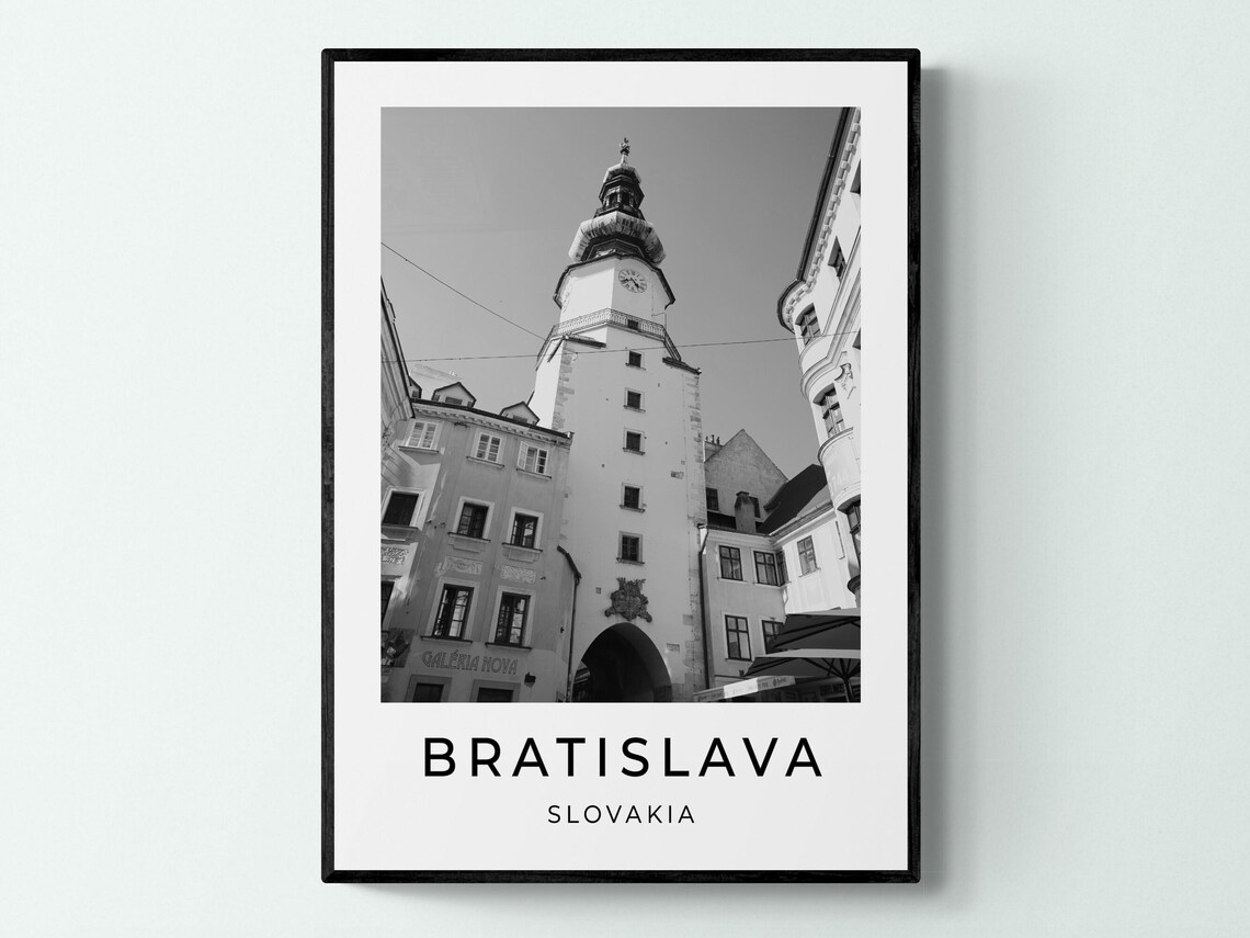 Bratislava Black And White Travel Poster Print