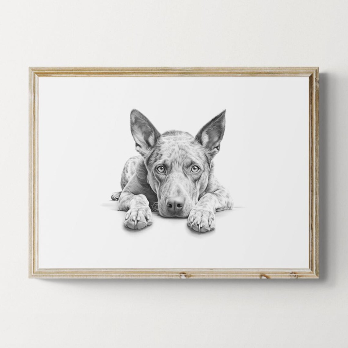 Australian Cattle Dog Cute Puppy Sketch Farmhouse Decor Dog Poster