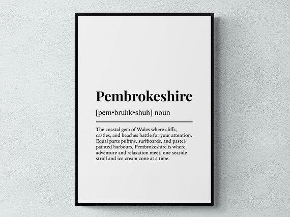 Pembrokeshire Funny Definition Wales Gift Wall Art Print