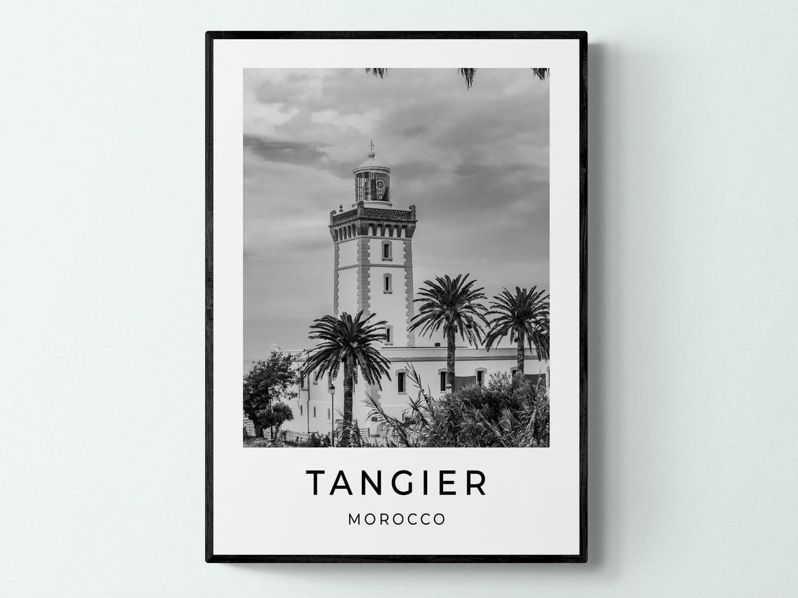 Tangier Morocco Cap Spartel Lighthouse Palm Trees Travel Poster