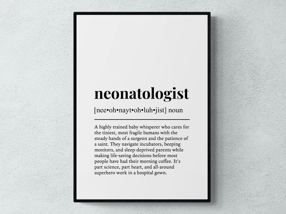 Neonatologist Funny Definition Job Work Gift Wall Art Print