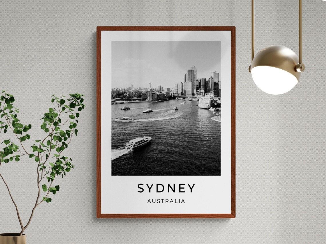 Sydney Australia Harbour Ferries Skyline Black And White Travel Poster - Image 3
