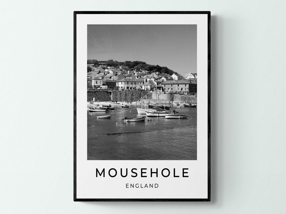 Mousehole Cornwall England Fishing Village Harbor Boats View Poster