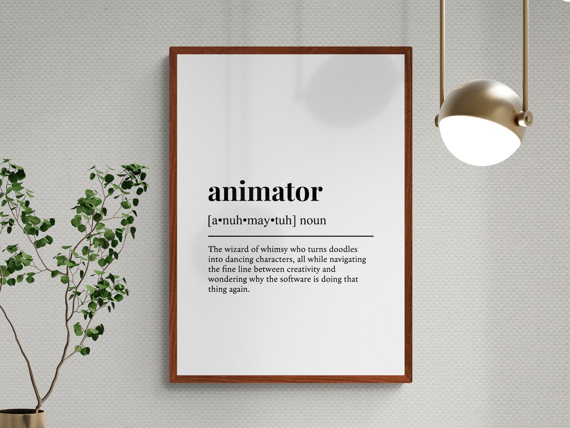 Animator Funny Definition Dictionary Style Black White Wall Art Poster - Image 3