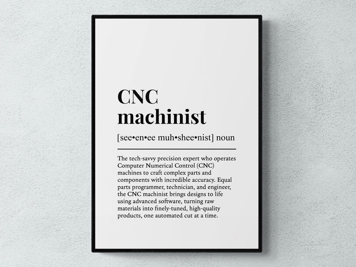 Cnc Machinist Funny Definition Job Work Gift Wall Art Print