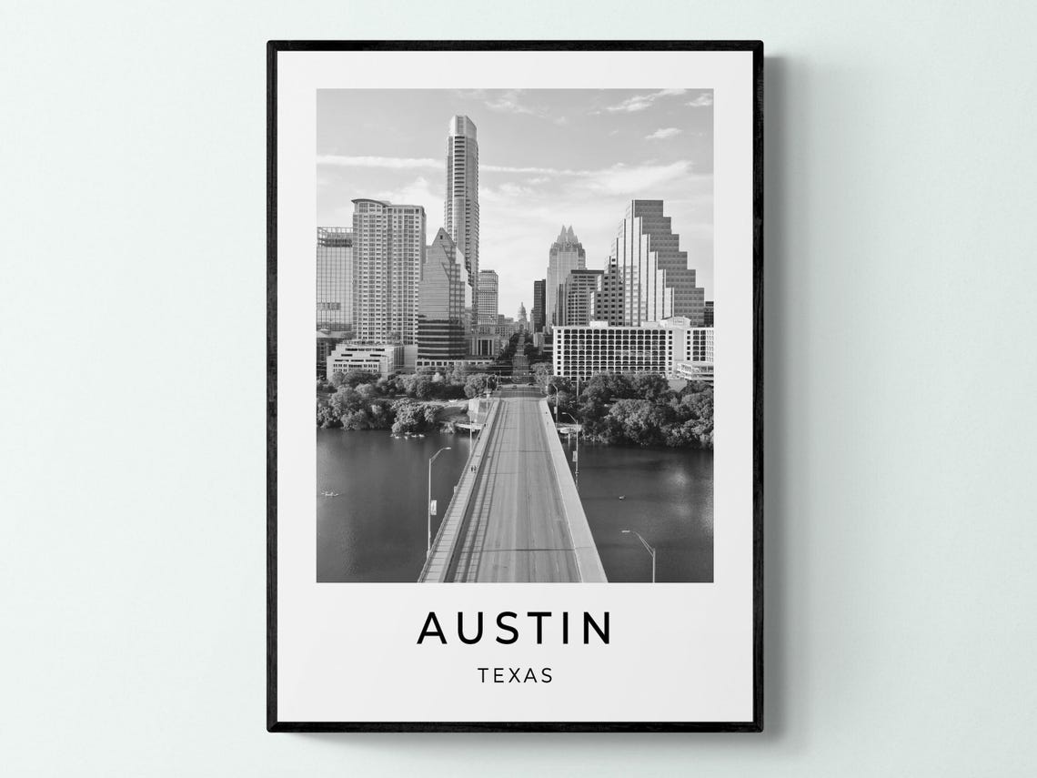 Austin Texas Downtown Skyline Bridge Over The River City View Poster