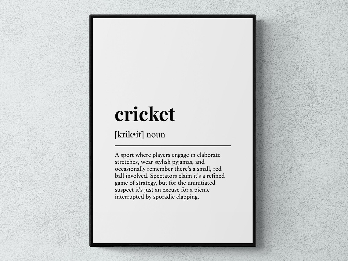Cricket Funny Definition Poster Print, Game Room