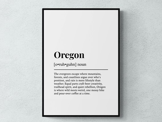 Oregon Funny Definition Usa Gift Wall Art Print