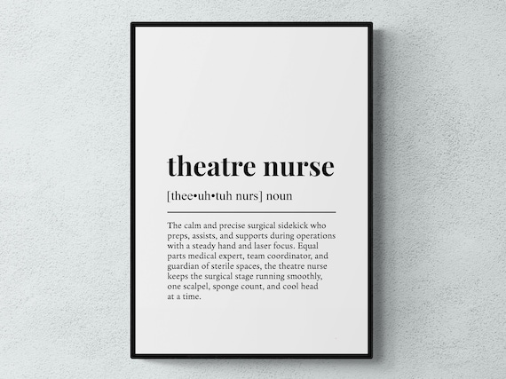 Theatre Nurse Funny Job Definition Dictionary Style Medical Art Poster