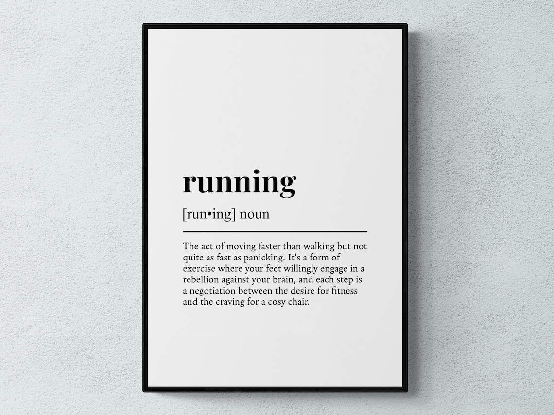 Running Funny Definition, Hobby Gift Art Print