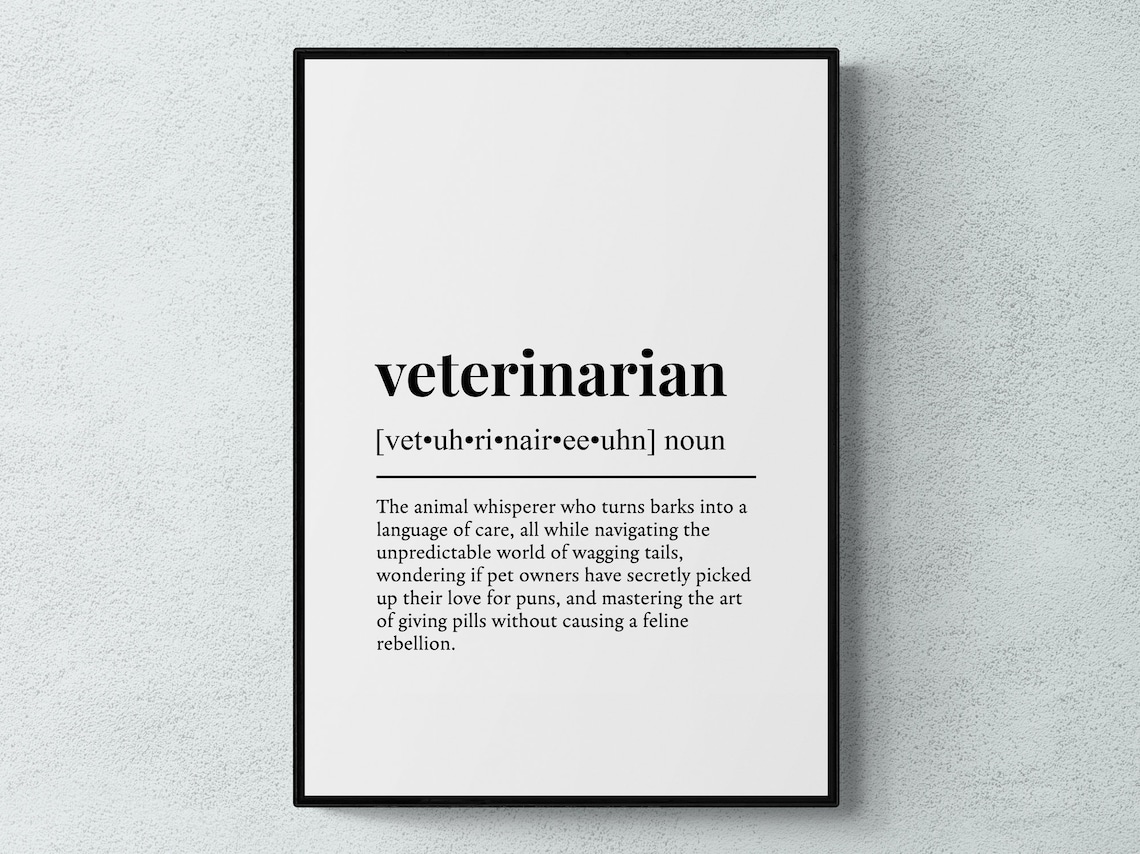 Veterinarian Funny Definition Job Work Gift Wall Art Print