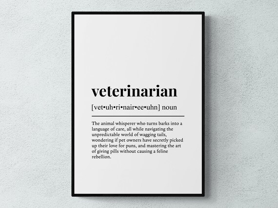 Veterinarian Definition Funny Typography Art Print