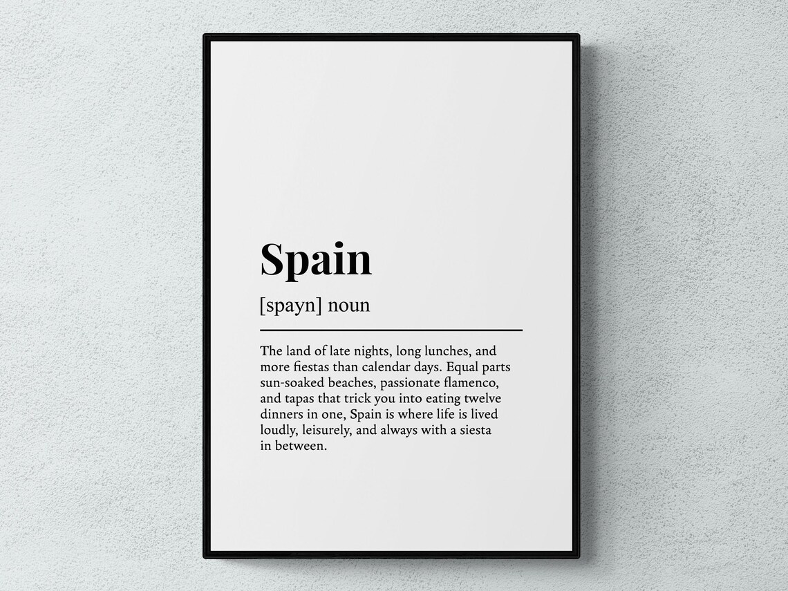 Spain Funny Definition Europe Travel Poster