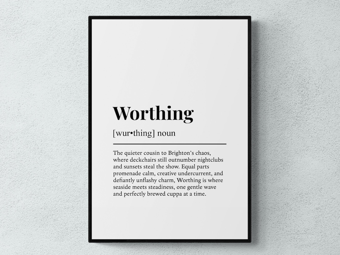 Worthing West Sussex Seaside Town Definition Typography Poster