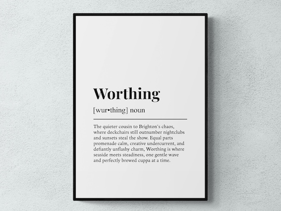 Worthing West Sussex Seaside Town Definition Typography Poster