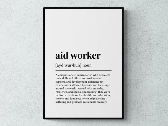 Aid Worker Funny Definition Job Work Gift Wall Art Print