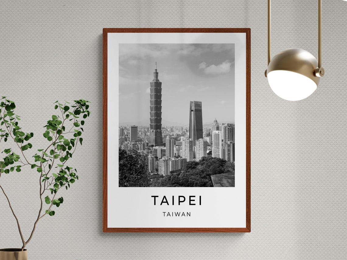 Taipei Taiwan Taipei 101 Skyscraper Skyline Monochrome Travel Poster - Image 3