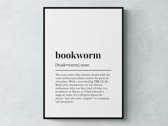 Bookworm Funny Definition Gift, Reading Room Art Print