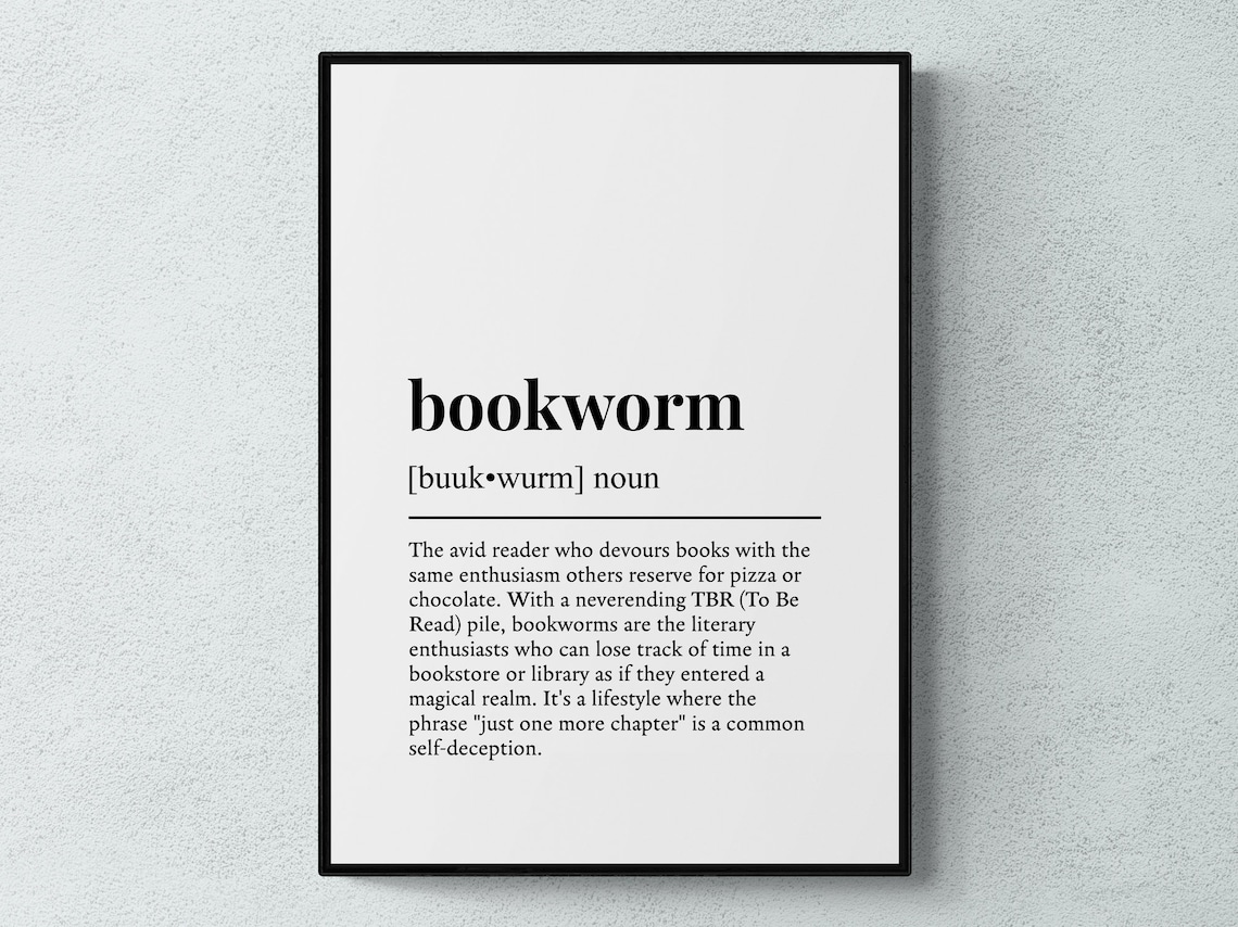 Bookworm Funny Definition Gift, Reading Room Art Print