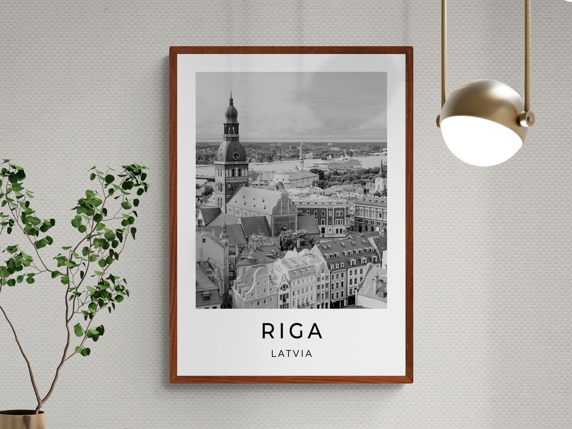 Riga Latvia Travel Poster, Monochrome Print - Image 3