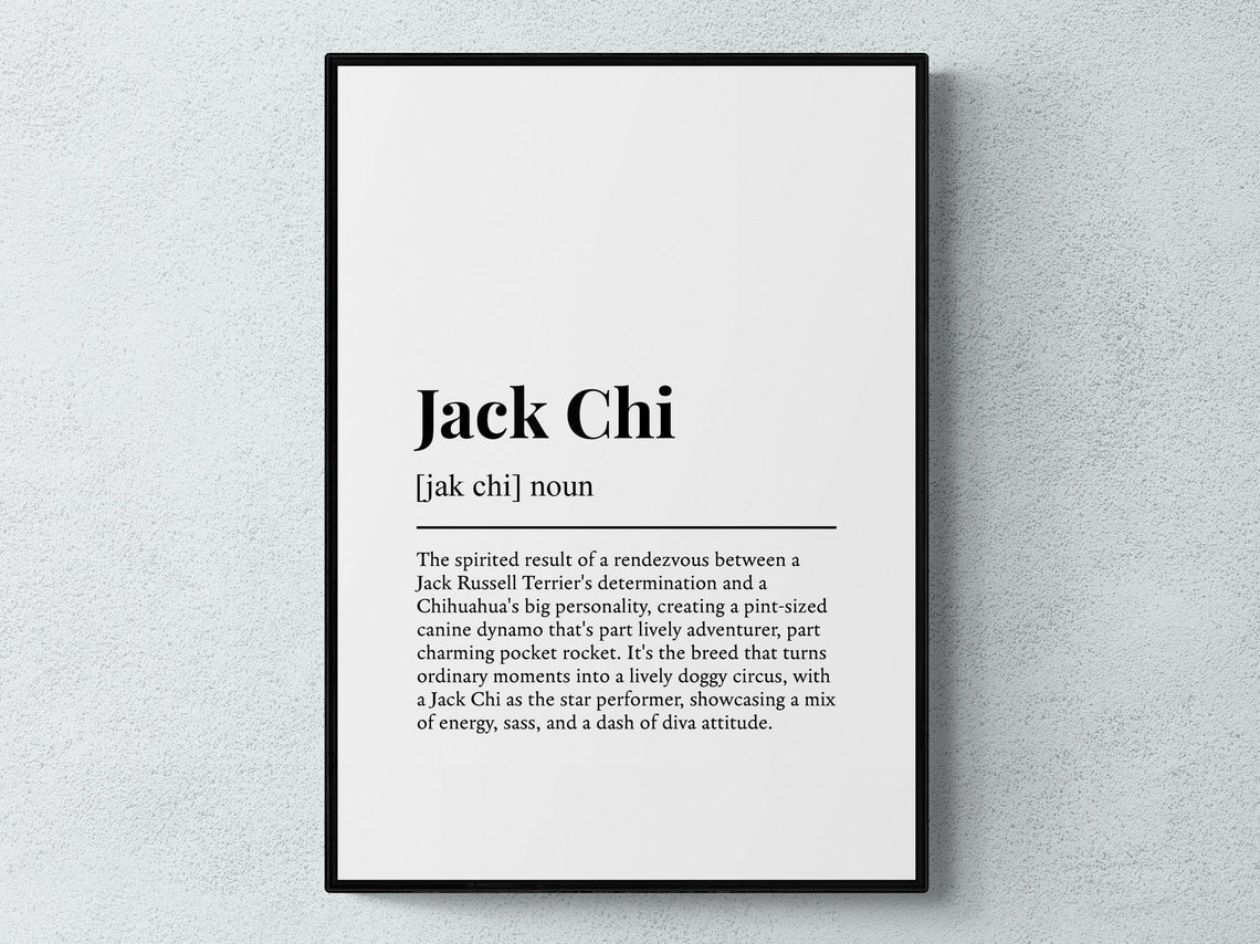 Jack Chi Funny Definition Dictionary Style Black White Wall Art Poster