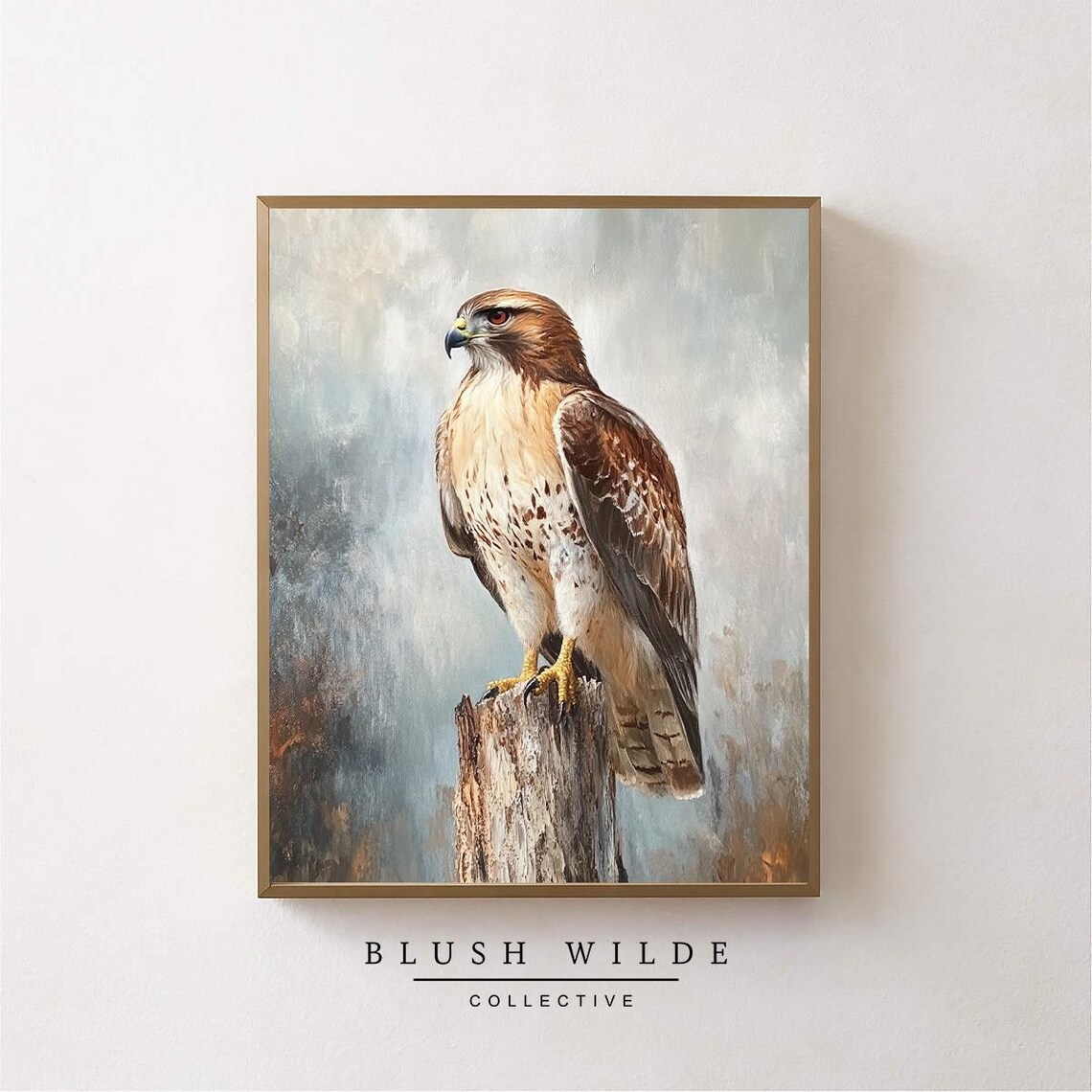 Vintage Hawk Oil Painting Bird Art Print