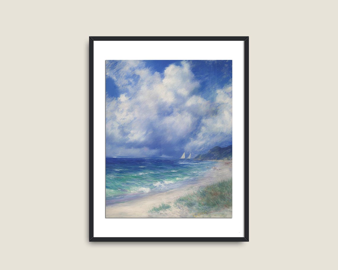 Seascape Print Landscape Illustration Auguste Renoir Painting Ocean Nature Prints Blue Decor Wall Art - Image 2