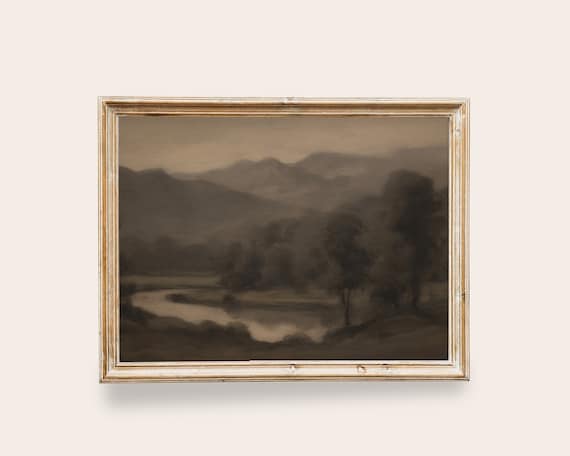 Dark Nature Vintage Mountains Forest Landscape Art Print