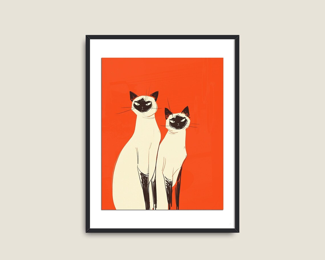 Siamese Cats Vintage Animal Art Poster Print - Image 2