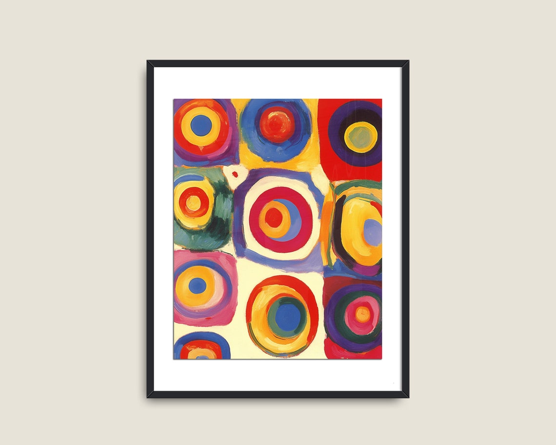 Colorful Abstract Painting Kandinsky Print Wall Art Mid Century Modern Bold Abstract Decor - Image 2