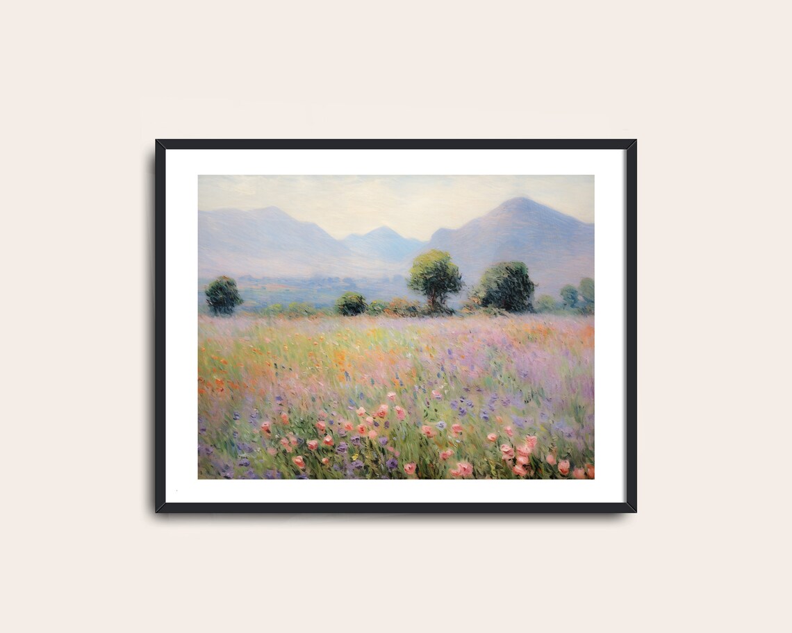 Wildflower Field Vintage Painting, Farmhouse Art Print - Image 2