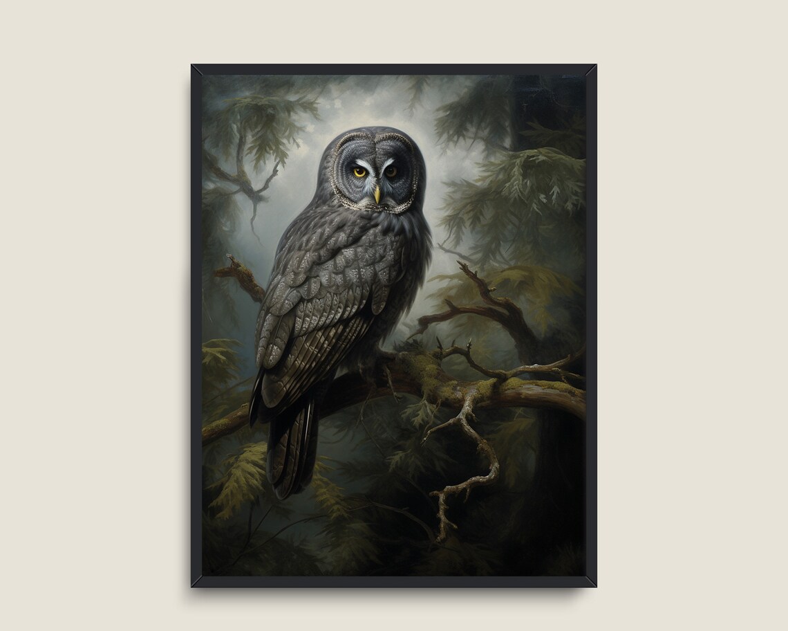 Moody Victorian Owl Art Print, Dark Academia Decor - Image 3