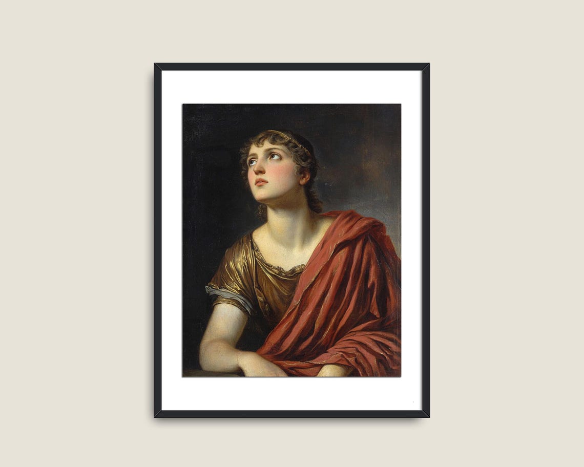 Young Roman Man In Red Toga Looking Up Classical Portrait Poster - Image 2