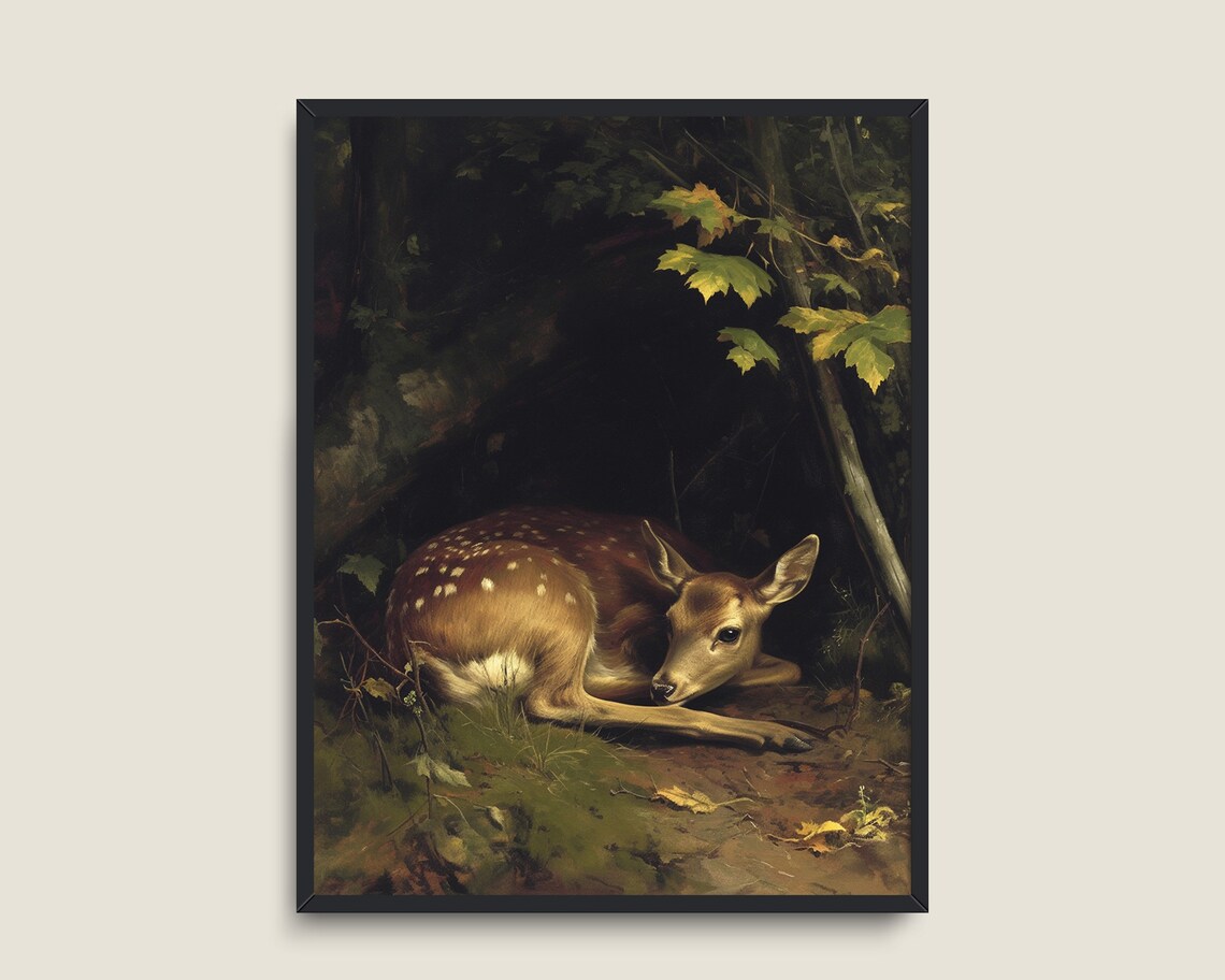 Deer Landscape Vintage Art Print, Light Academia Decor - Image 3