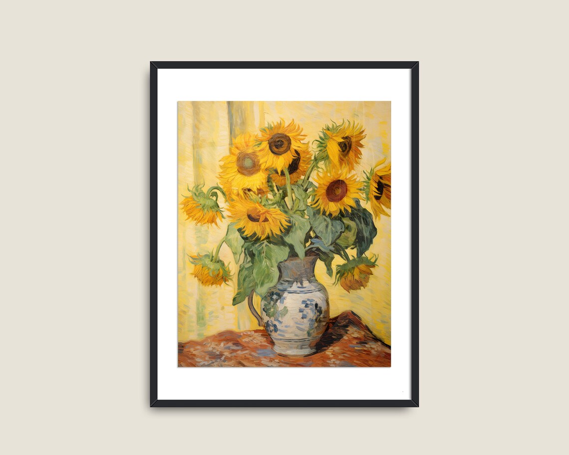 Vintage Sunflower Painting, Farmhouse Art Print - Image 2