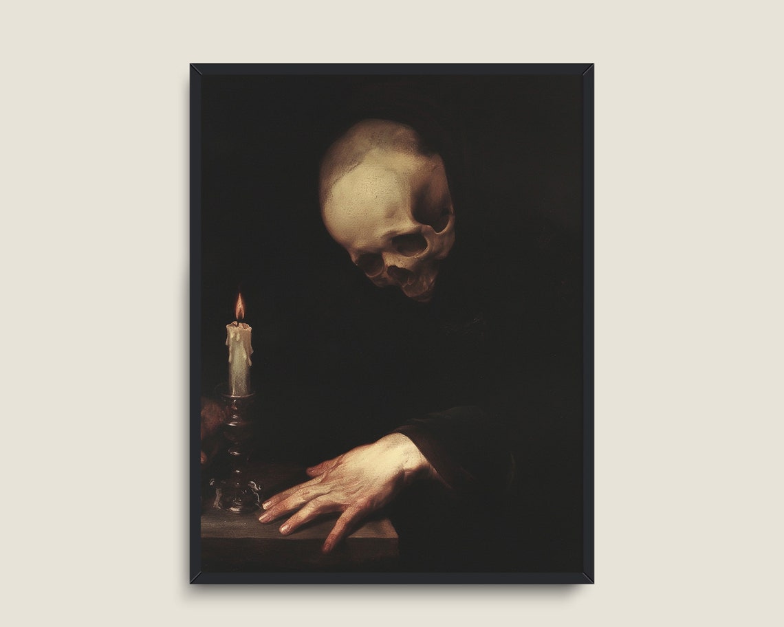 Vanitas Skull Candle Dark Memento Mori Gothic Occult Wall Art - Image 3