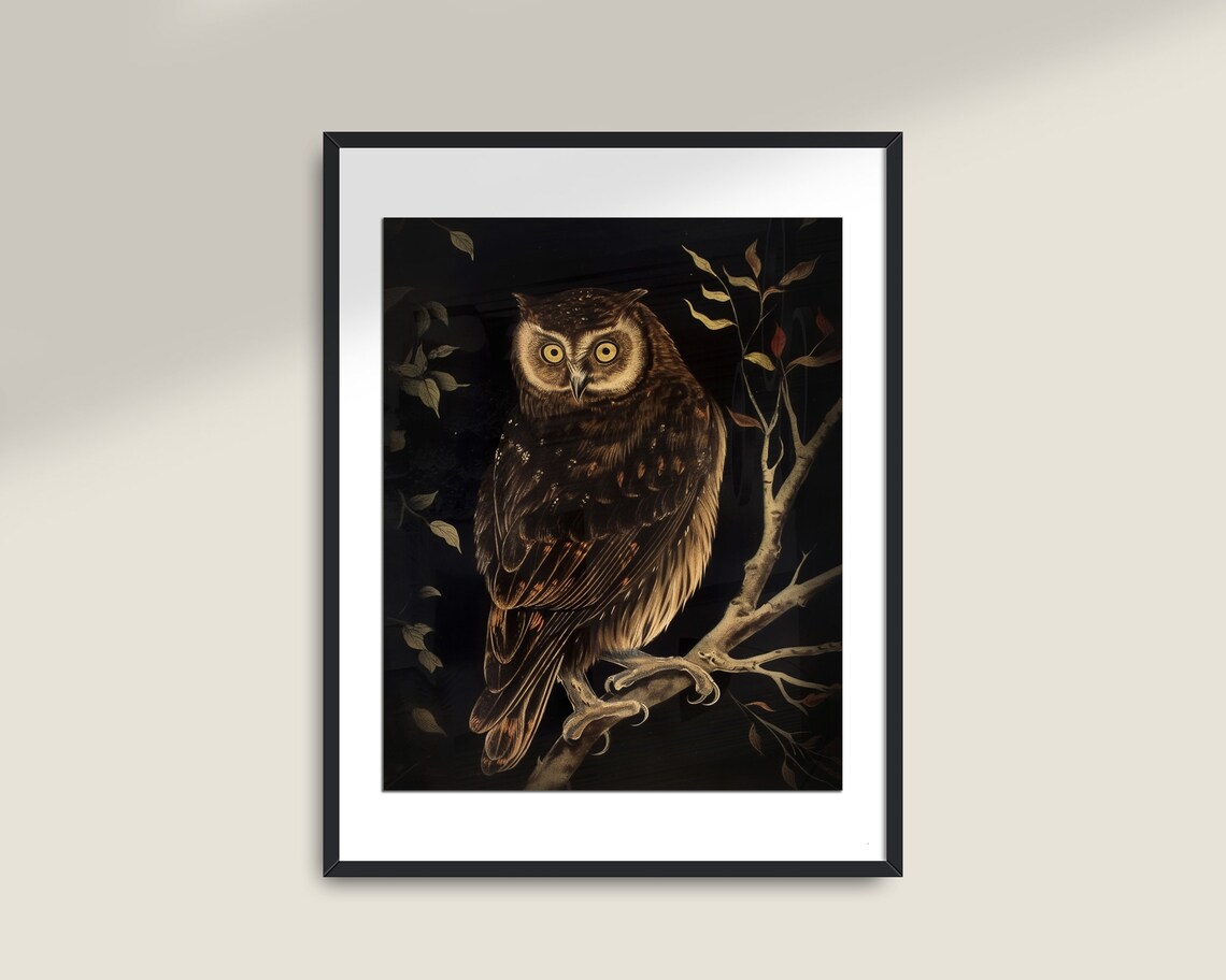 Victorian Owl Antique Cottage Decor, Art Print - Image 2